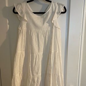 White eyelet ruffle babydoll dress